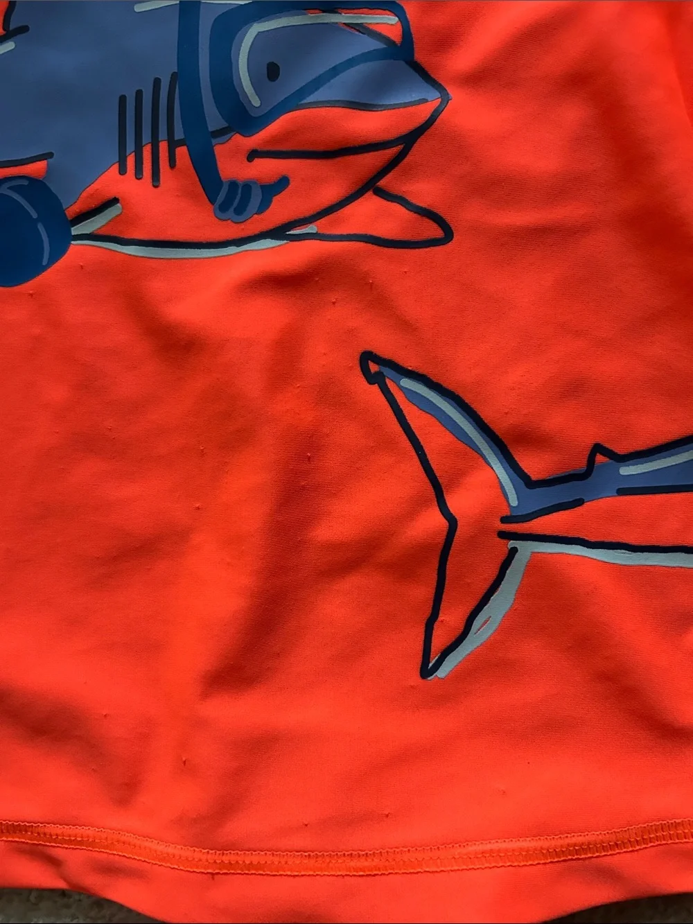 Kids Orange & Blue Shark Rash Guard Swim Set